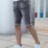Men Slant Pocket Bermuda Denim Shorts