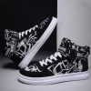 Men Graffiti Print High Top Sneakers Fashion Skate Shoes