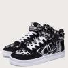 Men Graffiti Print High Top Sneakers Fashion Skate Shoes - Image 2