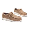 Men's Light Brown Comfortable Slip On Loafers Lace Up Design Boat Shoes - Image 3