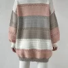EZwear Color Block Drop Shoulder Pointelle Knit Duster Cardigan - Image 3