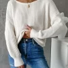 Frenchy Twist Back Drop Shoulder Boat Neck Sweater - Image 3