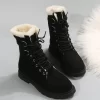 Women Thermal Lace-Up Front Thermal Lined Faux Suede Snow Boots