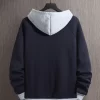 Men Colorblock Thermal Lined Raglan Sleeve Drawstring Hoodie - Image 3
