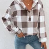 Essnce Gingham Half Button Drop Shoulder Hoodie - Image 3