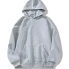 Solid Kangaroo Pocket Thermal Lined Hoodie
