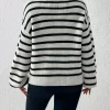 Striped Pattern Drop Shoulder Half Zip Sweater - Image 4