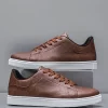Men Minimalist Lace-up Front Skate Shoes, Sporty Outdoor Sneakers - Image 2