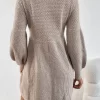 Frenchy Lantern Sleeve Ribbed Knit Sweater Dress - Image 3