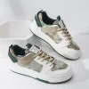 New Style Women's Fashionable Sports Shoes, College Style, Outdoor Anti-skid, Wear-resistant Sneakers, Color Block, Low-cut, Tie-up Shoes