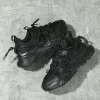 Men Patch Decor Lace-up Front Chunky Sneakers, Black Round Toe Sneakers For Daily - Image 2