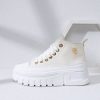 2023 New Style Women's Casual Outdoor High-top Canvas Shoes With Comfortable Thick Soles, Rose Embroidery, Platform, Lace-up, College Style, Height Increasing - Image 2