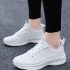 Women Non-slip Breathable Lace Up Low Top Sneakers, Sporty Outdoor White Fabric Running Shoes