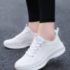 Women Non-slip Breathable Lace Up Low Top Sneakers, Sporty Outdoor White Fabric Running Shoes - Image 4