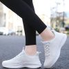 Women Non-slip Breathable Lace Up Low Top Sneakers, Sporty Outdoor White Fabric Running Shoes - Image 2