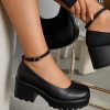 Cuccoo Everyday Collection Preppy Ankle Strap Court Wedges For Women, Minimalist Flatform Wedge Shoes