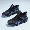 Men Colorblock Lace-up Front Basketball Shoes, Sport Outdoor Fabric Sneakers - Image 3