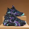 Men Colorblock Lace-up Front Basketball Shoes, Sport Outdoor Fabric Sneakers