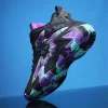 Men Colorblock Lace-up Front Basketball Shoes, Sport Outdoor Fabric Sneakers - Image 4