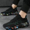 Sporty Outdoor Sneakers For Men, Letter Graphic Lace-up Front Chunky Sneakers