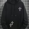 Manfinity LEGND Men Halloween Cross Print Kangaroo Pocket Drop Shoulder Drawstring Hoodie