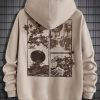 Manfinity Homme Men Japanese Letter & Wave Print Thermal Lined Hoodie