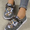 Women's Fashionable Floral Pattern Lace-up Low Top Jean Casual Sports Shoes - Image 2
