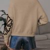 LUNE Butterfly Pattern Mock Neck Drop Shoulder Sweater - Image 3