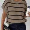 Essnce Striped Pattern Batwing Sleeve Knit Top