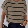 Essnce Striped Pattern Batwing Sleeve Knit Top - Image 3
