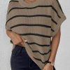 Essnce Striped Pattern Batwing Sleeve Knit Top - Image 2
