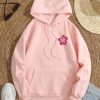 Floral & Slogan Graphic Drawstring Thermal Lined Hoodie - Image 3