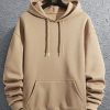 Men Slogan Graphic Kangaroo Pocket Drawstring Hoodie - Image 3