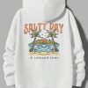 Men Slogan & Palm Tree Print Hoodie - Image 2