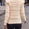 Clasi Solid Ruffle Trim Pointelle Knit Sweater - Image 3