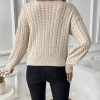 Essnce Cable Knit Drop Shoulder Crossover Sweater - Image 3