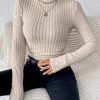 Frenchy Turtleneck Ribbed Knit Tee