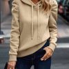 Solid Drawstring Hooded Puff Sleeve Sweatshirt