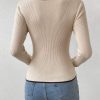 Essnce Contrast Binding Sweetheart Neck Ribbed Knit Sweater - Image 3
