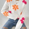 Floral Pattern Drop Shoulder Sweater