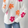 Floral Pattern Drop Shoulder Sweater - Image 3