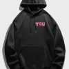 Men Slogan & Cartoon Graphic Drawstring Hoodie