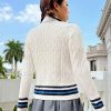 Qutie Striped Trim Cable Knit Sweater Without Blouse - Image 4