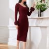 Modely Fuzzy Cuff Sweater Dress Without Belt