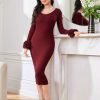 Modely Fuzzy Cuff Sweater Dress Without Belt - Image 2