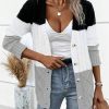 LUNE Color Block Cable Knit Cardigan