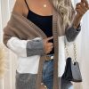 Frenchy Color Block Drop Shoulder Open Front Cardigan