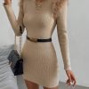 Privé Fuzzy Trim Ribbed Knit Sweater Dress Without Belt - Image 2