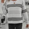 LUNE Striped Pattern Drop Shoulder Sweater - Image 2
