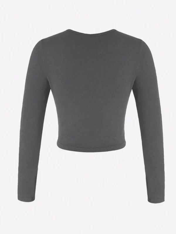 Women's Solid Color Round Neck Long Sleeve T-shirt - Image 3